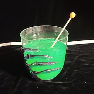 Faux Halloween Stemless Wine Glass with Resin Drink / Glow in the Dark Drink‎